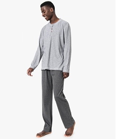 GEMO Pyjama bicolore à manches longues homme Gris