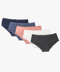 shorties femme avec ceinture dentelle (lot de 5) multicolore6698001_1