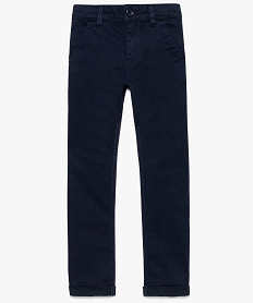 GEMO Pantalon garçon chino à revers Bleu