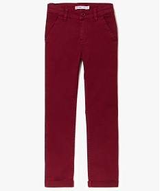 GEMO Pantalon garçon chino à revers Rouge