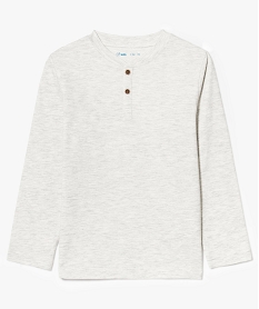 GEMO Tee-shirt chiné à manches longues et col tunisien gris standard