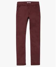 GEMO Pantalon garçon chino slim stretch à revers Rouge