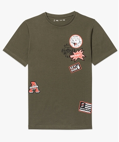 tee-shirt garcon a manches courtes a imprimes stickers vert6746701_2