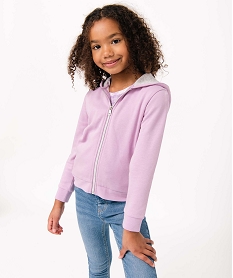 GEMO Sweat zippé à capuche intérieur molletonné fille violet standard