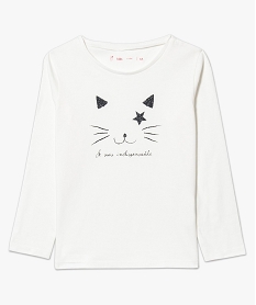 GEMO Tee-shirt manches longues motifs pailletés Beige