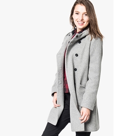 GEMO Manteau femme duffle-coat à capuche et boutonnage asymétrique Gris