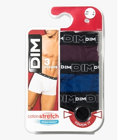 GEMO Boxer homme en coton stretch - Dim (lot de 3) violet vif