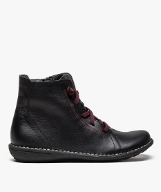 boots zippees dessus cuir avec lacets decoratifs noir6821901_1