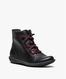 boots zippees dessus cuir avec lacets decoratifs noir6821901_2