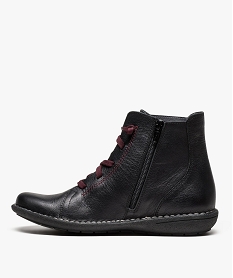 boots zippees dessus cuir avec lacets decoratifs noir6821901_3