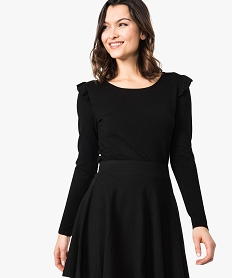 GEMO Pull fin avec volants sur les épaules noir standard