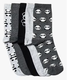 lot de 5 paires de chaussettes panda coordonnees gris chaussettes6835401_1