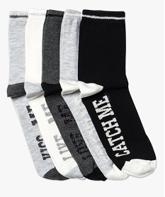 lot de 5 paires de chaussettes mi-hautes avec inscription pailletee noir6835601_1