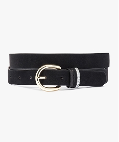 ceinture unie avec passants a paillettes noir6839701_1