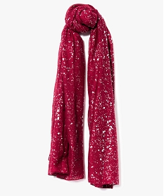 GEMO Foulard en voile pailleté Rouge