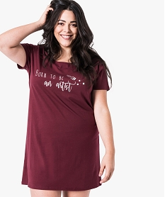 GEMO Chemise de nuit à manches courtes avec motifs femme grande taille Violet