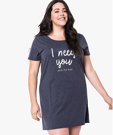 GEMO Chemise de nuit à manches courtes avec motifs femme grande taille Bleu