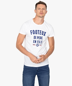 GEMO Tee-shirt homme à manches courtes message humour football Bleu