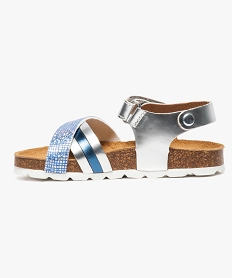 sandales fille bicolores effet metallise avec bride scratch bleu sandales et nu-pieds6903601_3