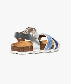 sandales fille bicolores effet metallise avec bride scratch bleu sandales et nu-pieds6903601_4