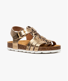 sandales confort en cuir a motif leopard jaune sandales et nu-pieds6903701_2