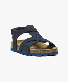 sandales bicolores avec semelle en liege contrastante bleu sandales et nu-pieds6904801_2