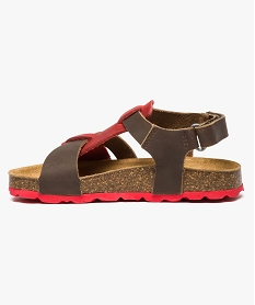 sandales bicolores avec semelle en liege contrastante brun sandales et nu-pieds6905001_3