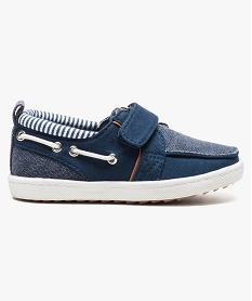 GEMO Chaussures bateau en toile bicolore Bleu