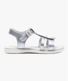 GEMO Nu-pieds en cuir avec franges sur le dessus Gris