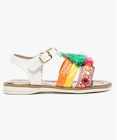 GEMO Sandales avec brides multicolores et pompons Multicolore