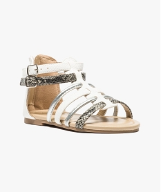sandales spartiates a brides tricolores avec talon zippe blanc sandales et nu-pieds6913401_2