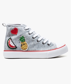 GEMO Baskets montantes en toile avec motifs brodés sur le côté Gris