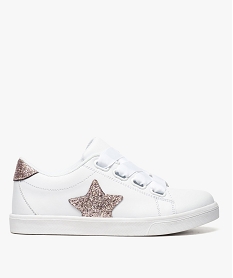GEMO Tennis fille avec motif étoile pailletée et lacets rubans blanc standard