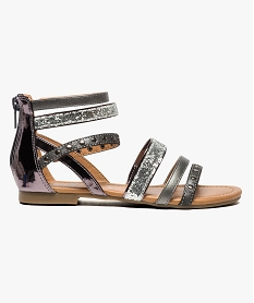 GEMO Sandales multibrides avec paillettes et clous métalliques argente