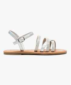 GEMO Sandales multibrides au coloris irisé avec strass Gris