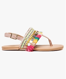 sandales a motifs ethniques pompons et breloques multicolore6931601_1