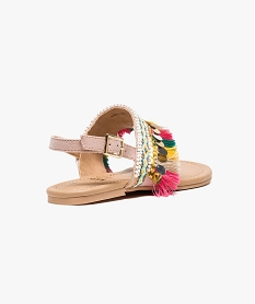 sandales a motifs ethniques pompons et breloques multicolore6931601_4
