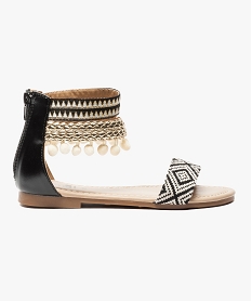 sandales motifs ethniques avec tour de cheville noir6932701_1