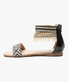 sandales motifs ethniques avec tour de cheville noir6932701_3
