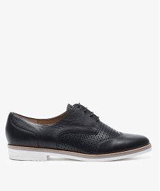 GEMO Derbies femme avec dessus cuir lisse et perforé noir standard