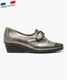 chaussures confort avec dessus en cuir irise gris derbies6950601_1