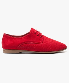 GEMO Derbies perforés toucher velours Rouge