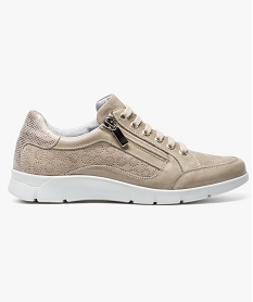 baskets confort en cuir avec double fermeture beige derbies6952101_1