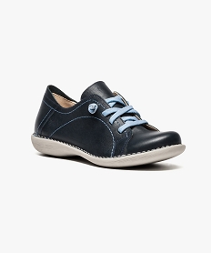 chaussures similicuir a lacets elastiques bleu6952701_2