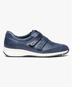 baskets en cuir avec fermeture scratch bleu derbies6953001_1