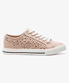 baskets en similicuir avec perforations etoiles rose6954501_1