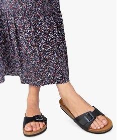 GEMO Mules femme unies avec  large bride à boucle ajustable noir standard