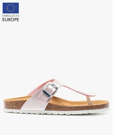 GEMO Mules femme à talon plat avec large bride en T unie rose standard