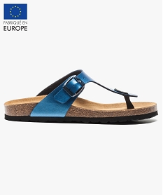 mules femme a talon plat avec large bride en t unie bleu6956801_1