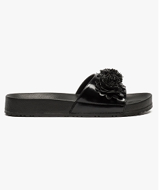 GEMO Mules anatomiques avec fleurs en relief Noir